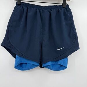 Nike Shorts Women XS Blue 2 in 1 Tempo Dri Fit Running Active Workout Athletic